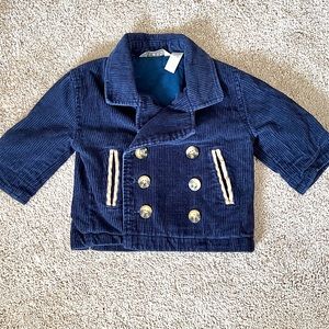 George | Baby Corduroy Pea Coat | 100% Cotton | Navy and Beige | size 12M